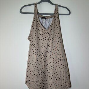 First Love beige tank top with black polka dots